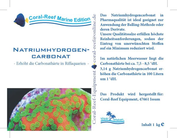 Coral Reef Natriumhydrogencarbonat - 1kg Beutel zur Erhöhung des KH-Wertes