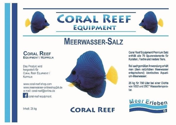 Coral Reef Premium Meerwasser Salz 25kg Beutel - enthält alle 70 Spurenelemente