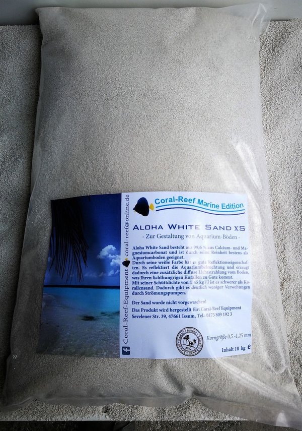 Coral Reef Aloha White Sand XS 0,5-1,25mm weißer Aquariensand f. Meerwasser 10kg