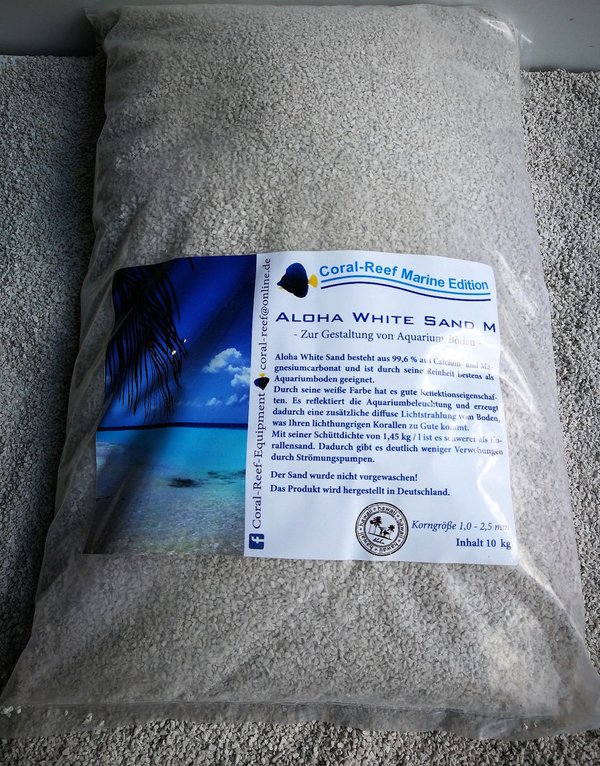 Coral Reef Aloha White Sand M 1,0-2,5mm weißer Aquariensand für Meerwasser 10kg