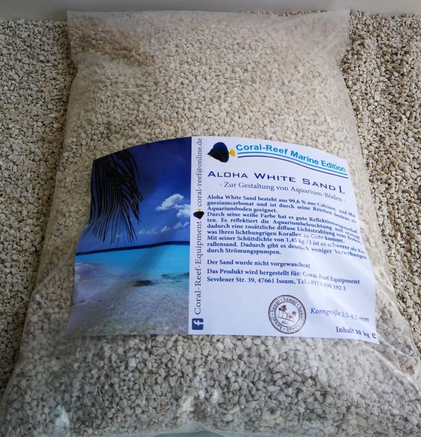 Coral Reef Aloha White Sand L 2,5-4,5mm weißer Aquariensand für Meerwasser 10kg